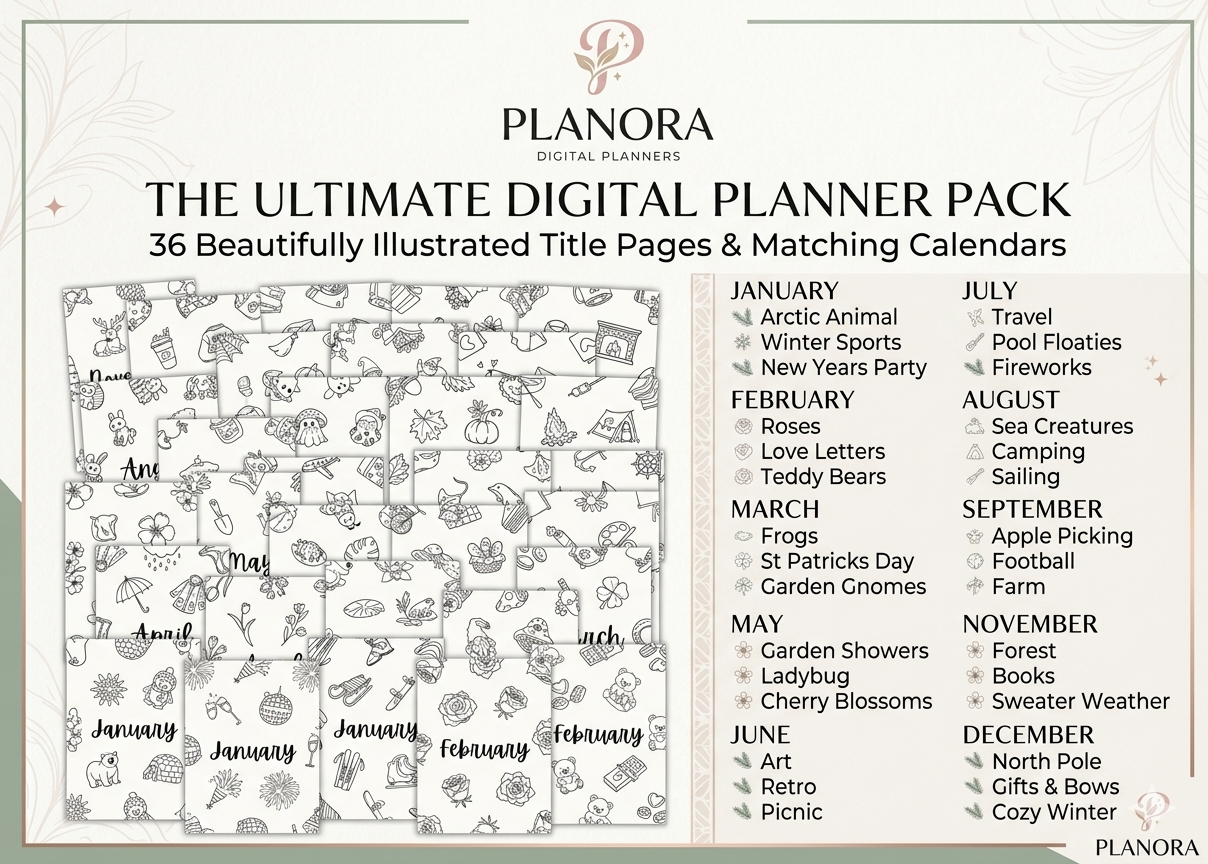 Planora 2026 Ultimate Journal Bundle | 194 Printable Pages | Digital Planner Inserts | A4 & A5 Sizes | DIY Bullet Journal Kit